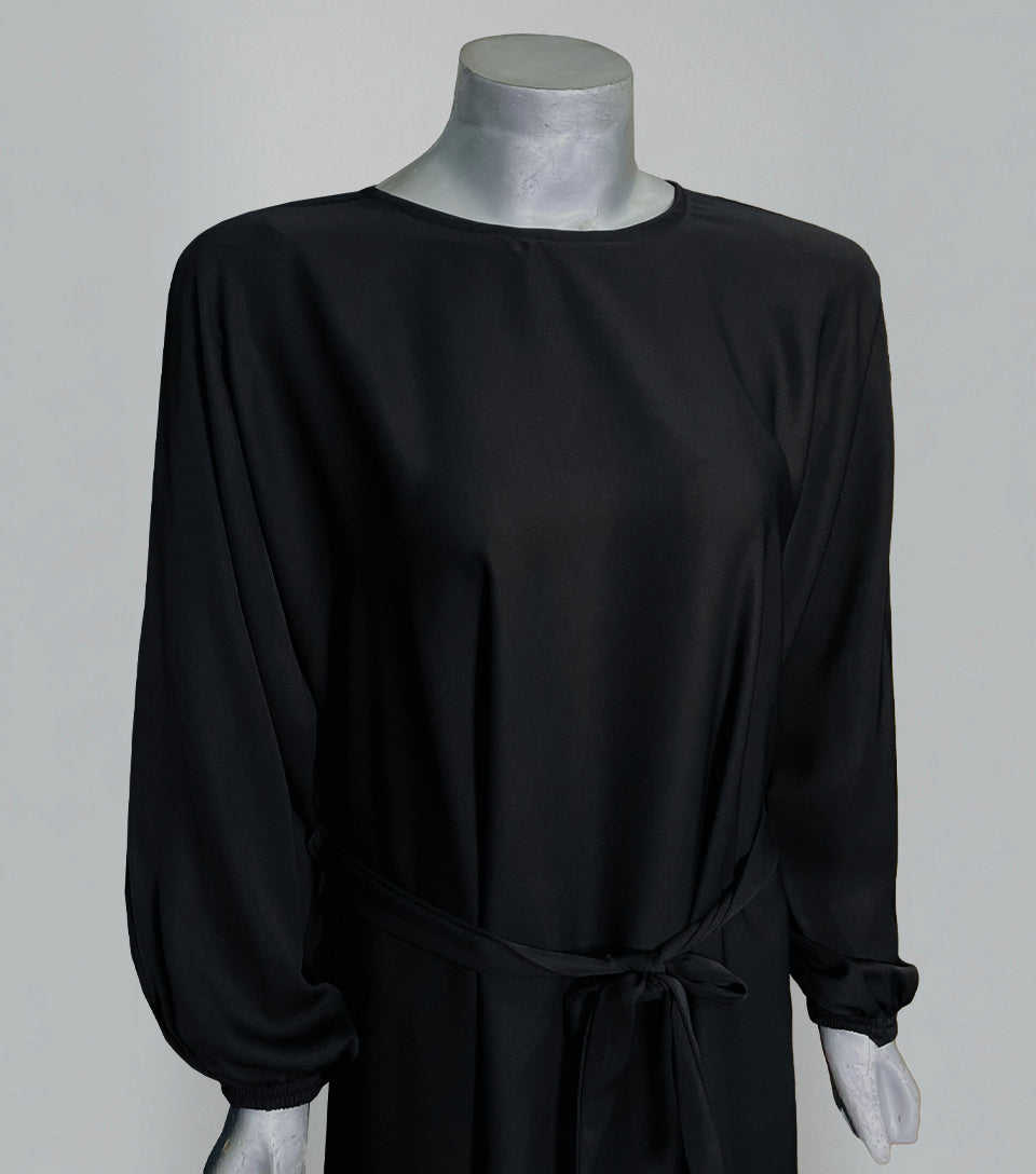 Elegant Black Plain Abaya in Imported Luxe Nidha Fabric