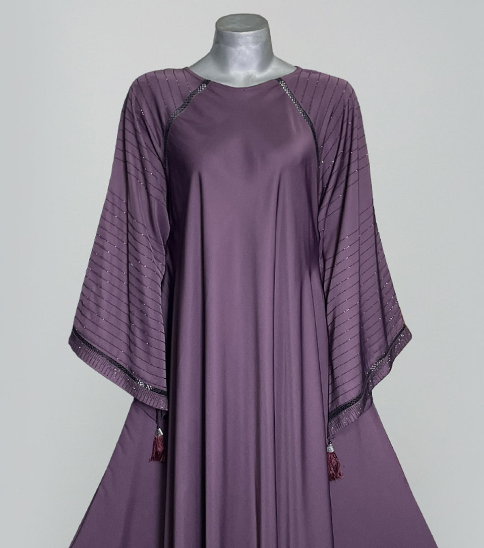 Elegant Light Purple Fancy Abaya | Luxe Nidha Fabric Design