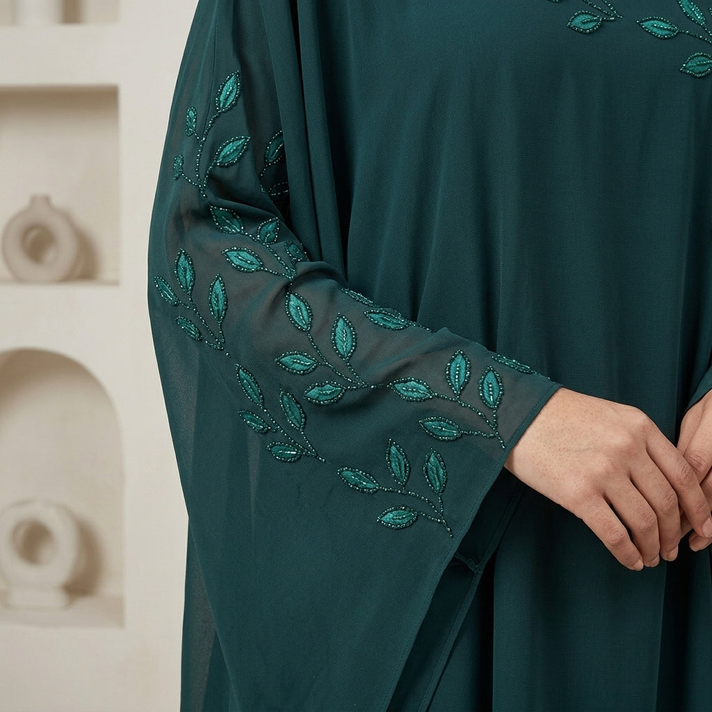Luxury Emerald Green Kaftan Abaya