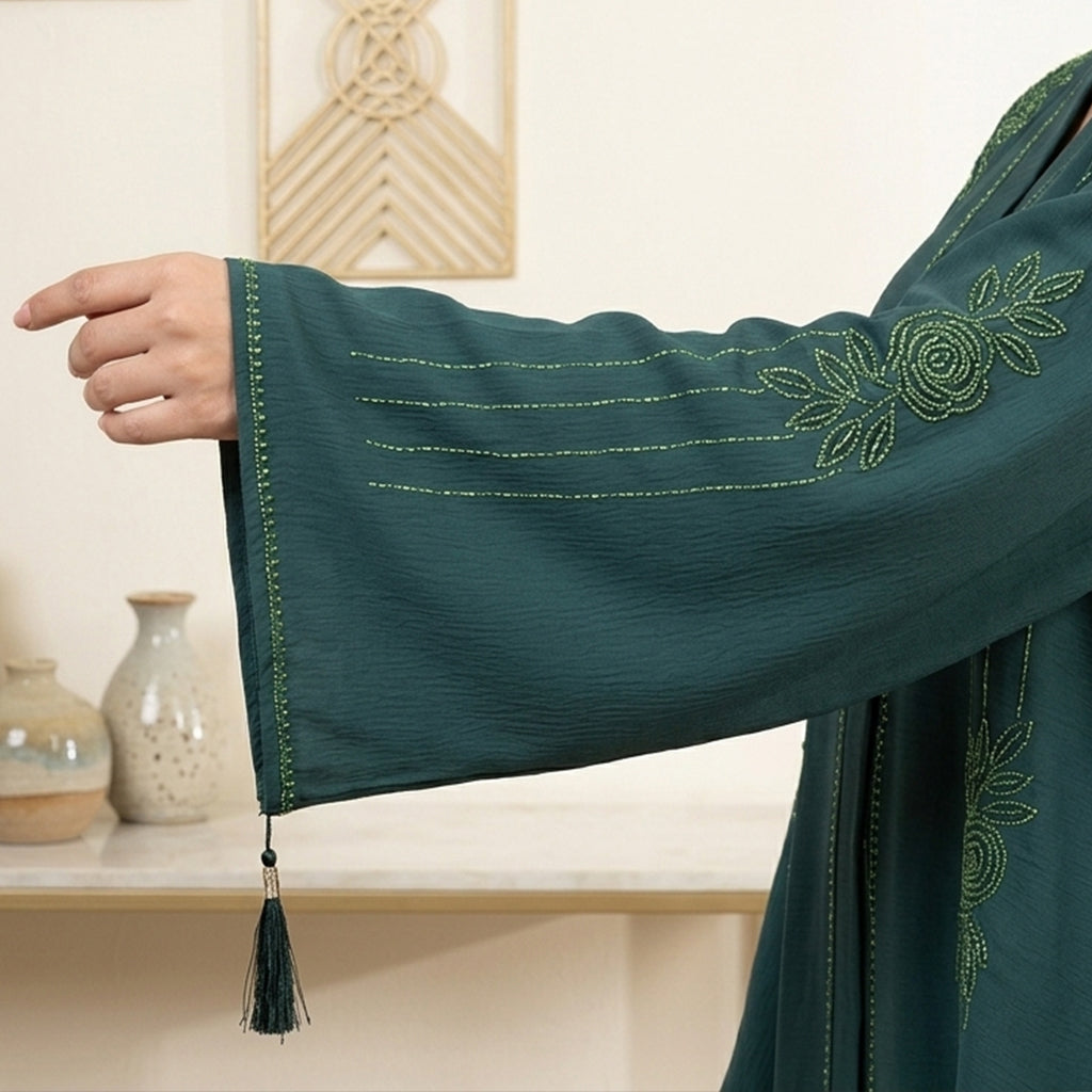 Luxury Teal Green Beaded Abaya