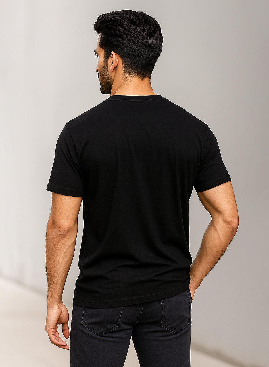 Black Premium Cotton Round Neck T Shirt – Men’s Solid Crew Neck