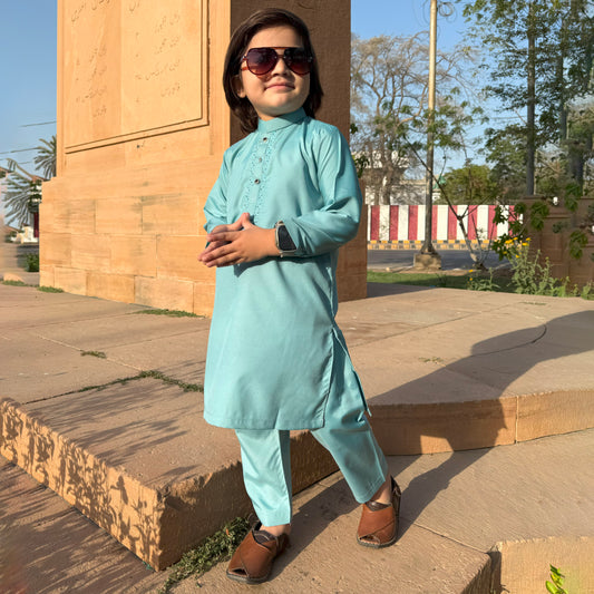 Boys Cyan Shalwar Kameez