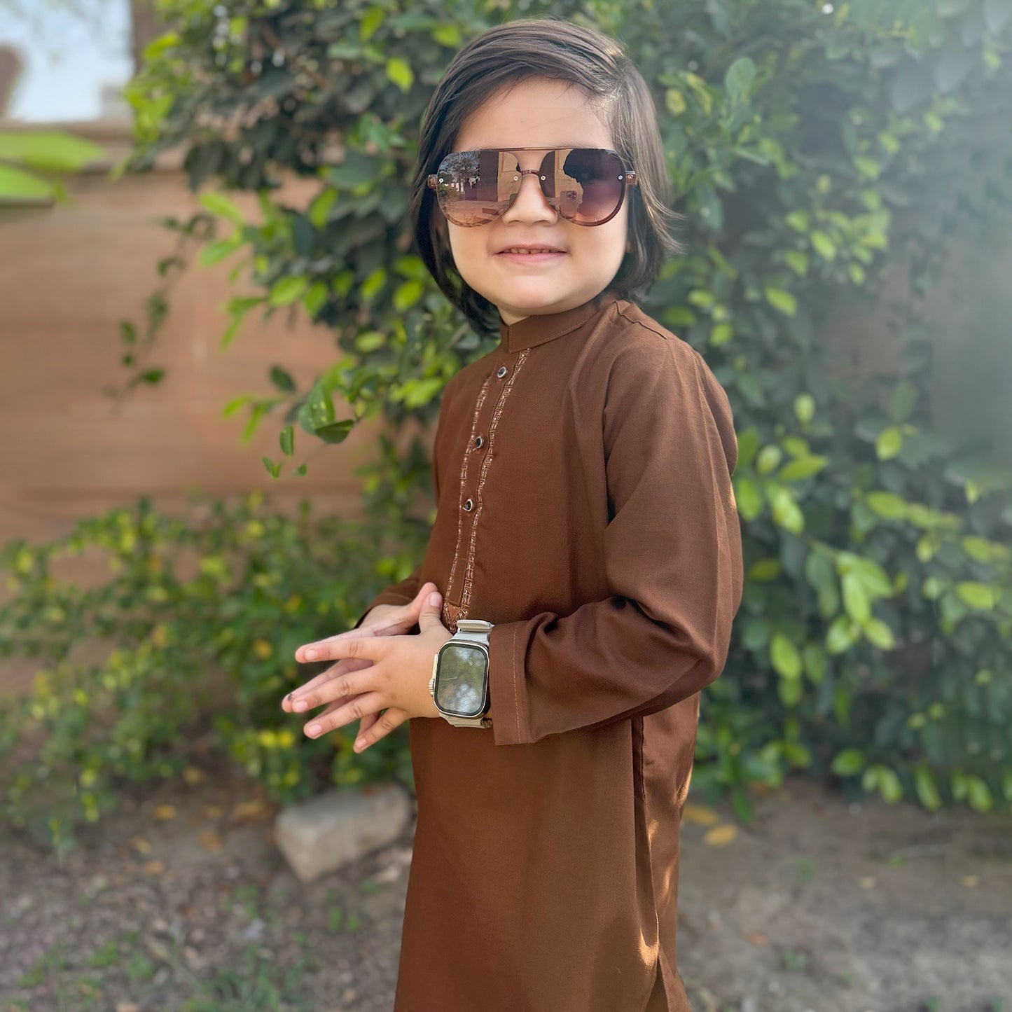 Boys Brown Shalwar Kameez