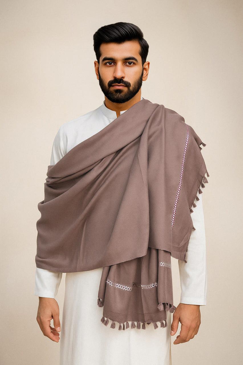Brownish Grey Men’s Woolen Shawl – Premium Cozy Style