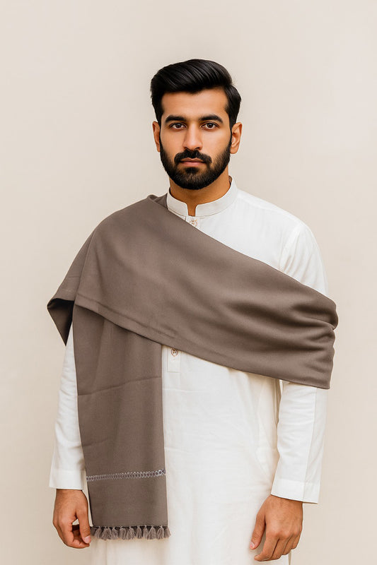 Brownish Grey Men’s Woolen Shawl – Premium Cozy Style
