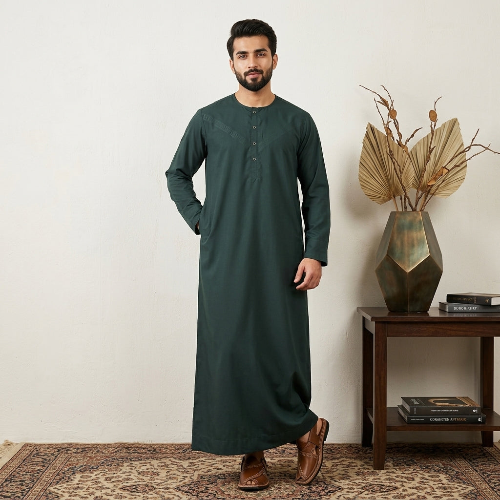 Pine Green Omani Style Men's Thobe
