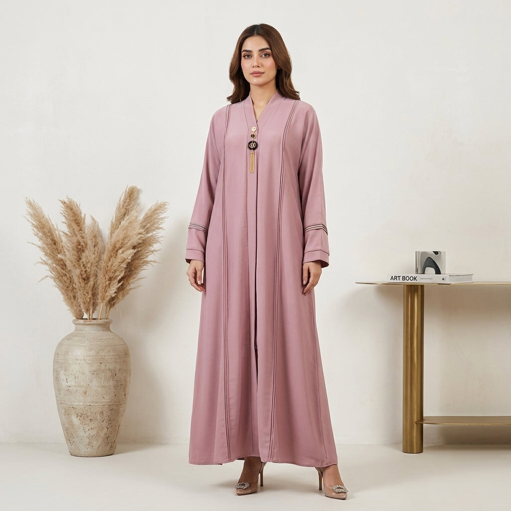 Dusty Rose Abaya with Tassel