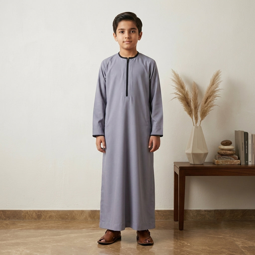 Grey Kids Designer Jubba Thobe
