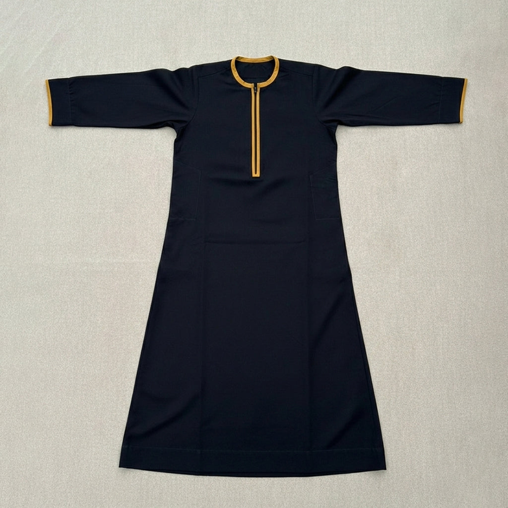 Kids Black Zip Jubba Thobe