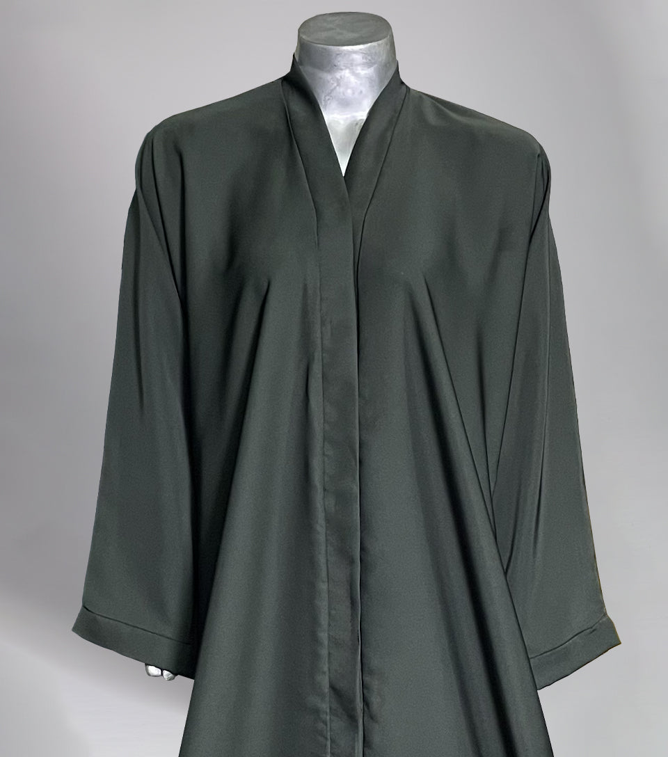 Luner Green Plain Abaya – Luxe Korean Nidha Open Gown for Elegant Modesty