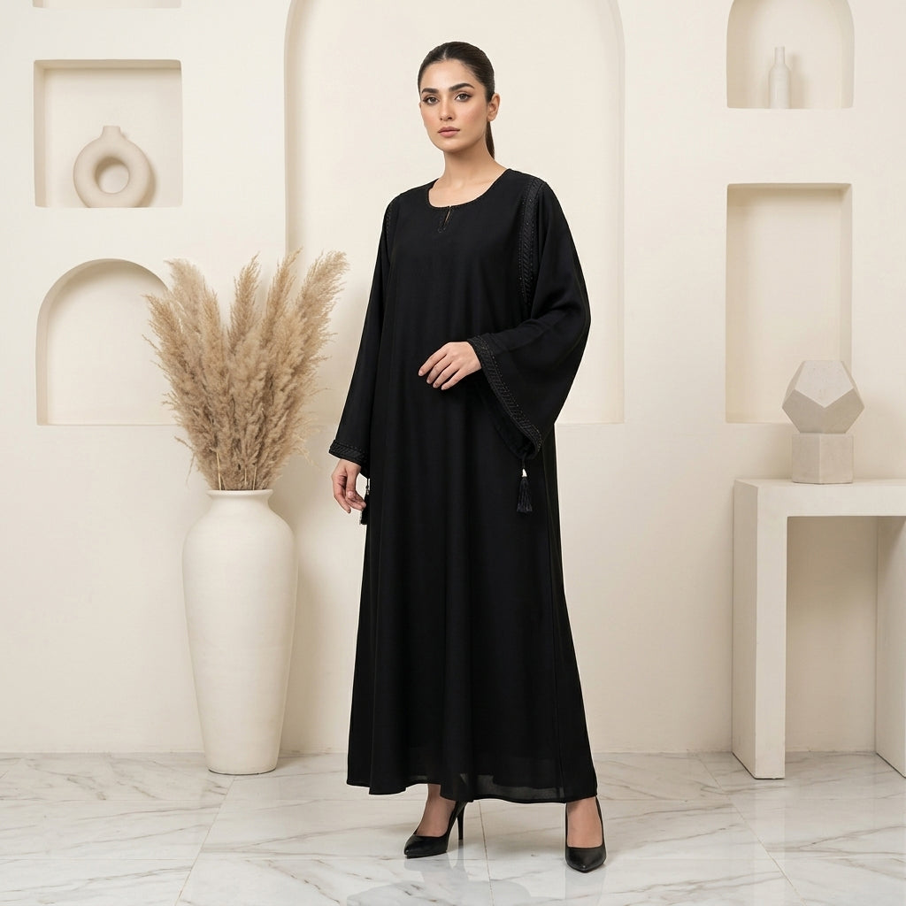 Luxury Black Beaded Abaya