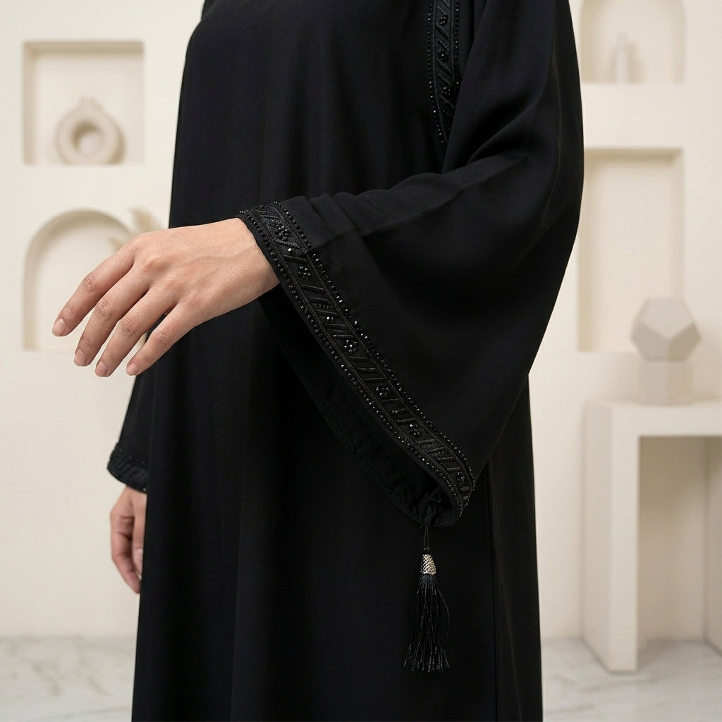 Luxury Black Beaded Abaya