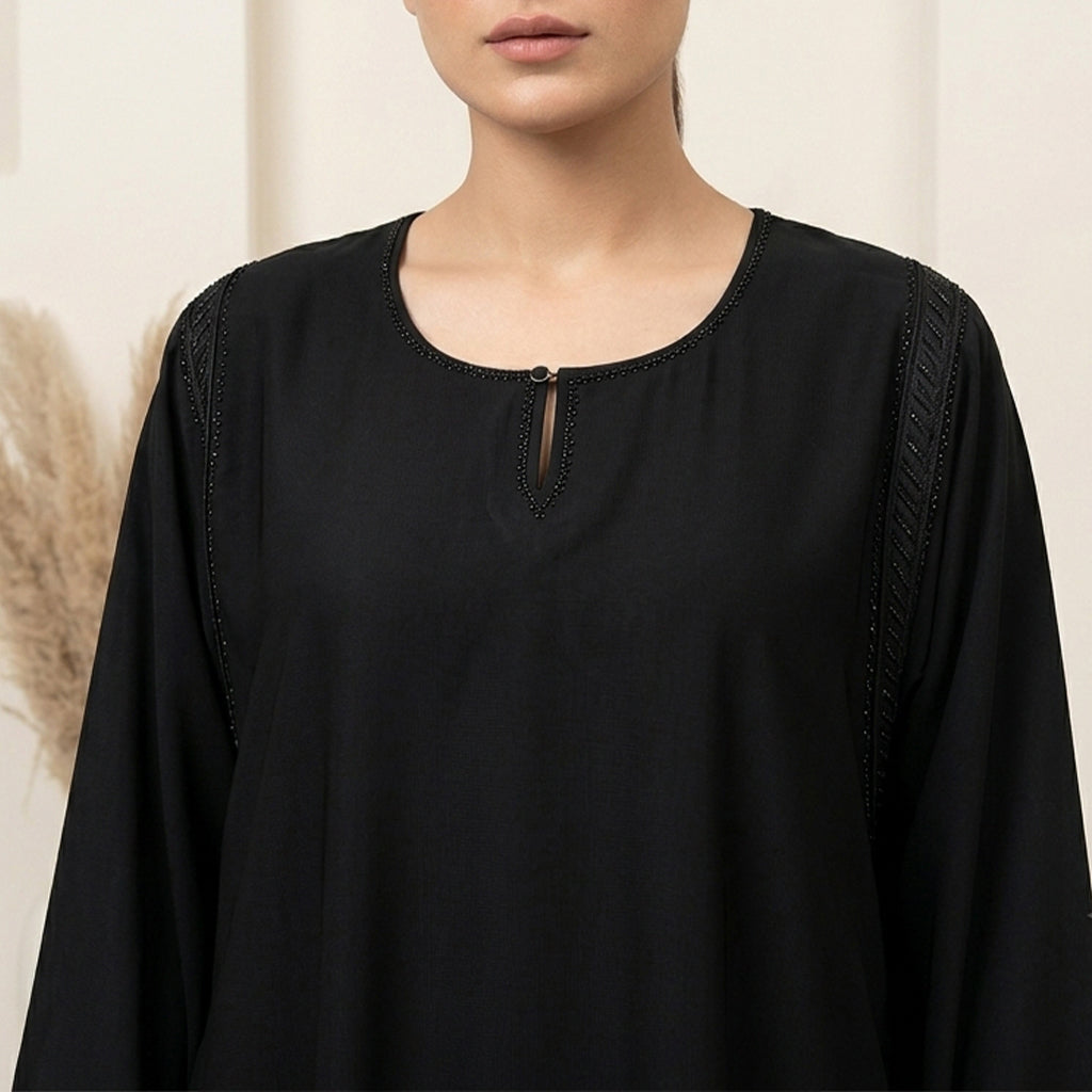 Luxury Black Beaded Abaya