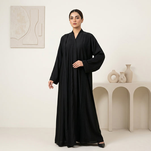 Luxury Black Nida Pleated Abaya
