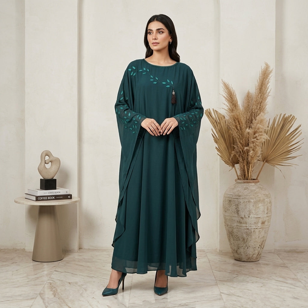 Luxury Emerald Green Kaftan Abaya