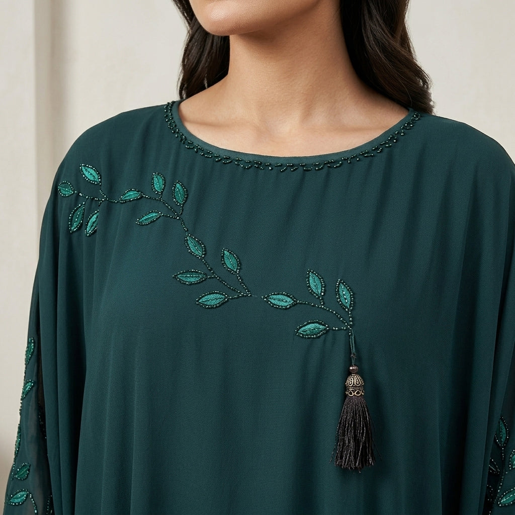 Luxury Emerald Green Kaftan Abaya