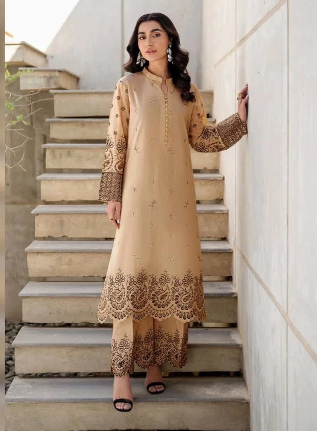 Maiza Sand – 2PC Embroidered