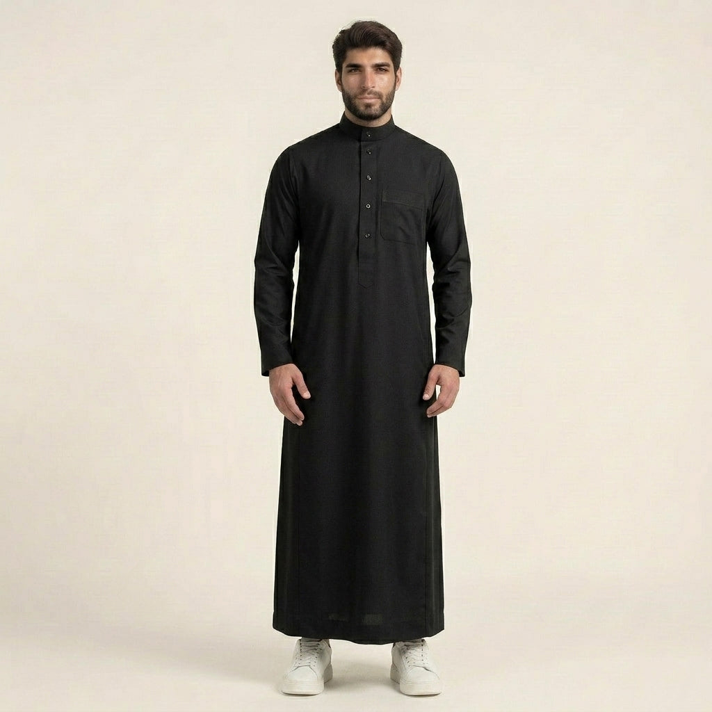 Midnight Black Men's Saudi Thobe