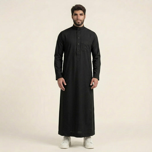 Midnight Black Men's Saudi Thobe