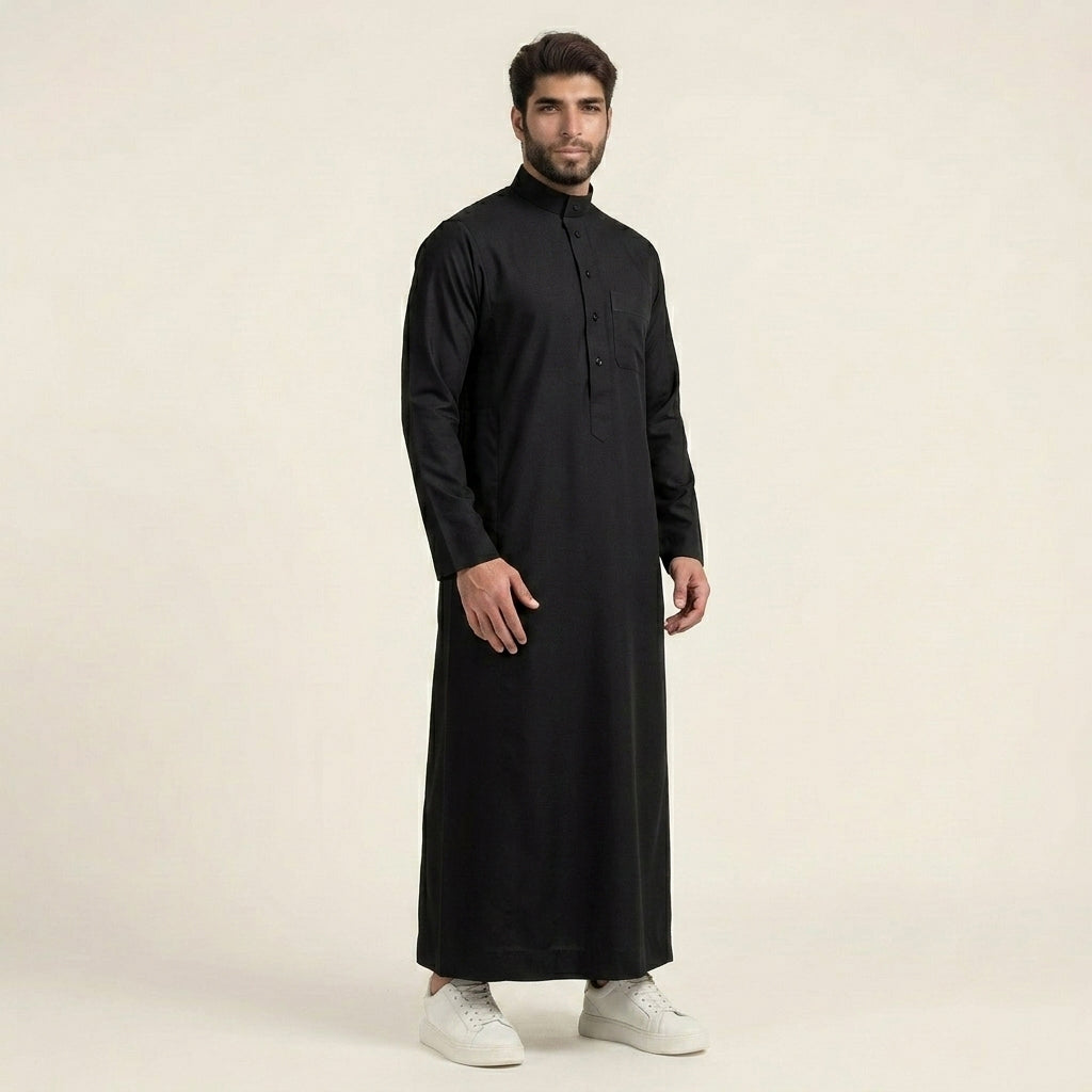 Midnight Black Men's Saudi Thobe