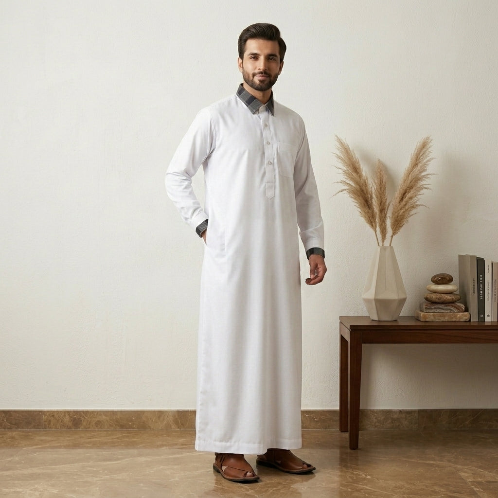Traditional White Men's Kuwaiti Thobe