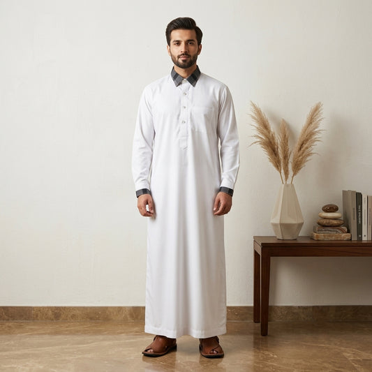 Traditional White Men's Kuwaiti Thobe