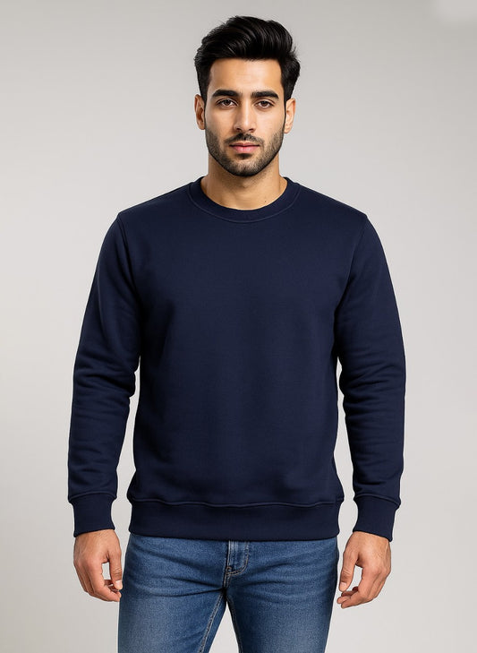 Navy Blue Premium Fleece Men’s Sweatshirt – Classic 300 GSM Warmth