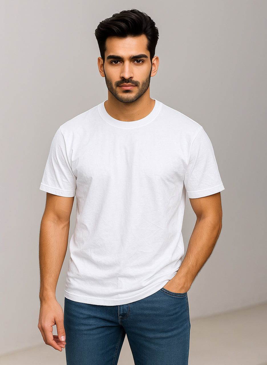 White Plain Round Neck T Shirt – Men’s Premium Tee
