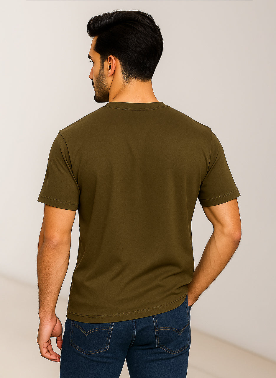 Olive Green Premium Cotton Round Neck T Shirt – Men’s Premium Tee
