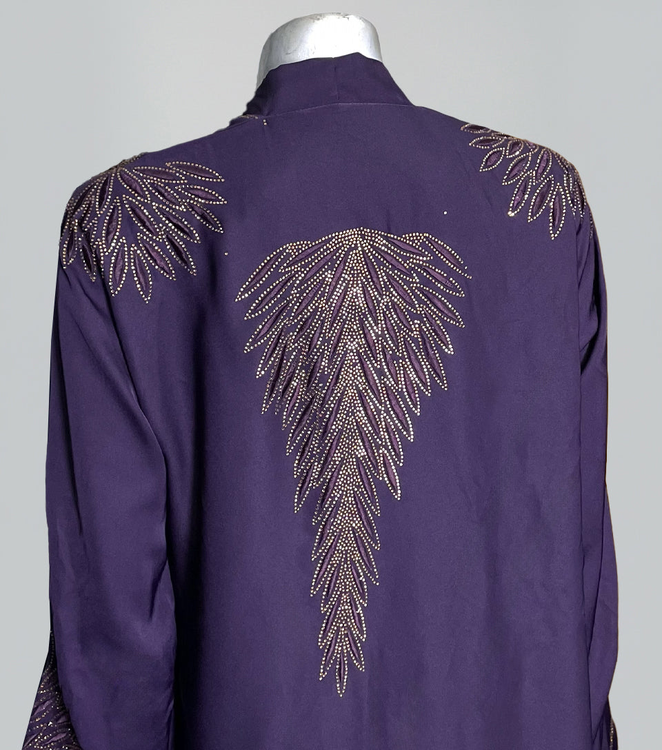Purple Taupe Fancy Embroidered Abaya