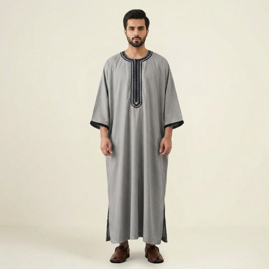 Ash Grey Mens Morrocan Thobe