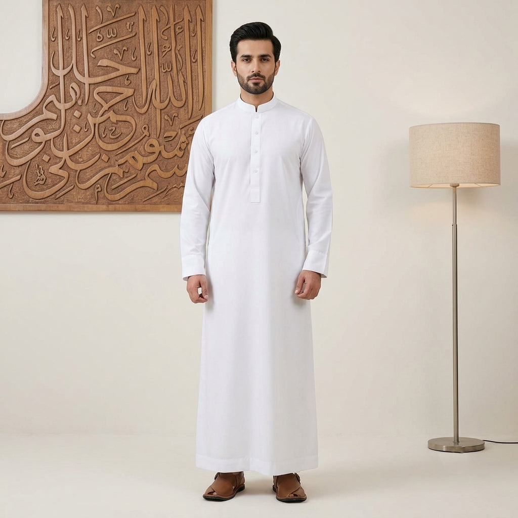 Classic White Mens Saudi Thobe