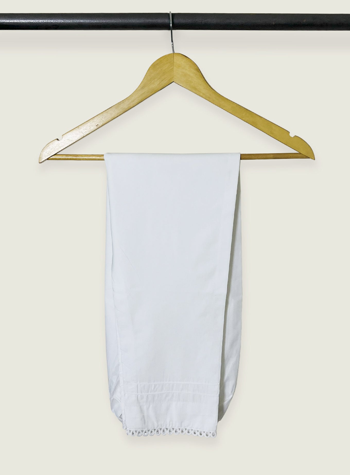 White Pleated Trouser with Lace Finish