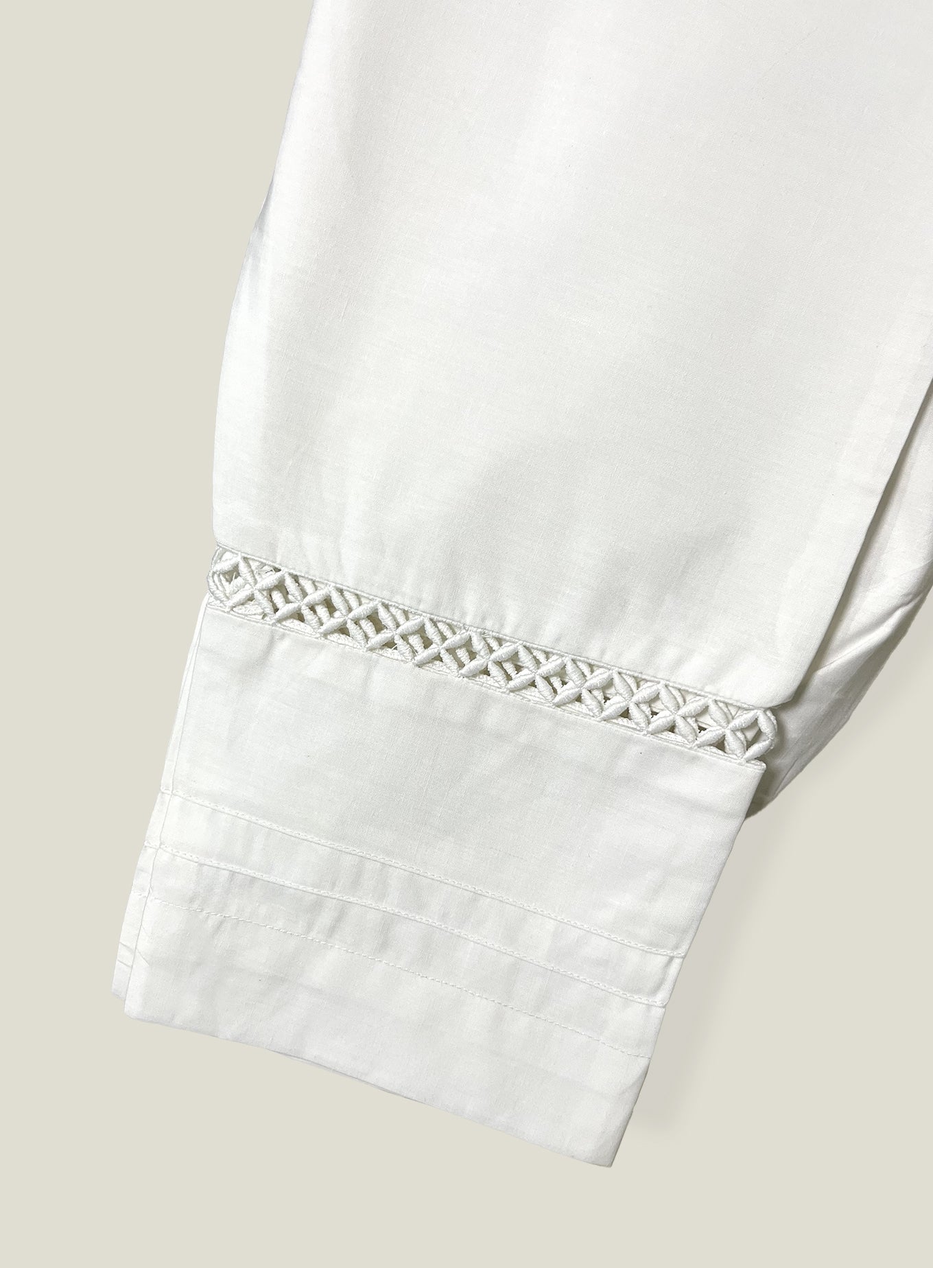 White Pleated Trouser with Lace Trim