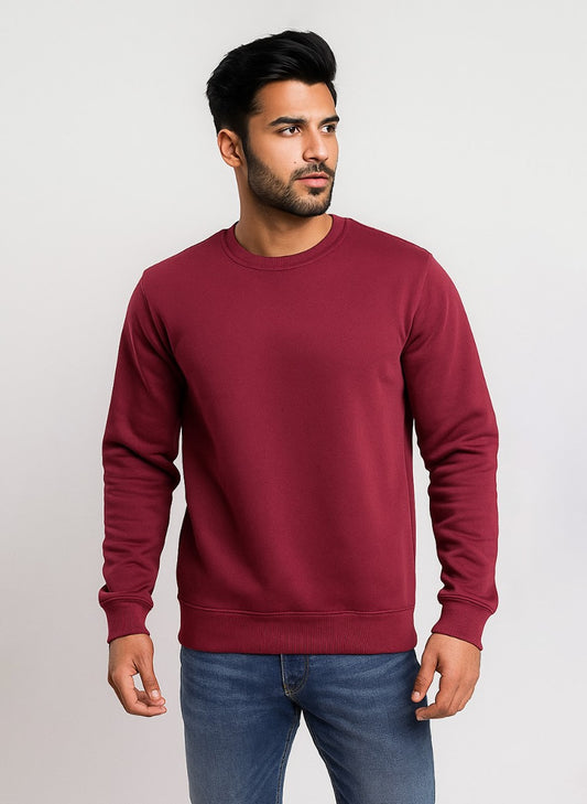 Wine Red Men’s Crewneck Sweatshirt – Premium Fleece 300 GSM