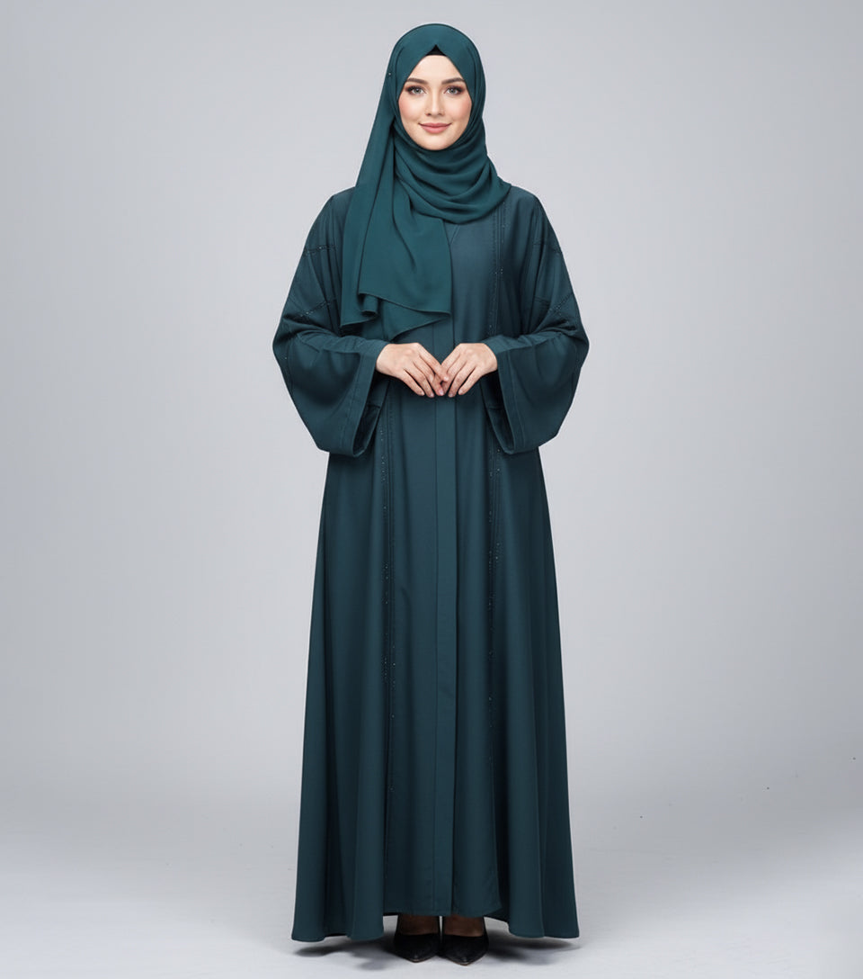 Elegant Zink Color Fancy Abaya