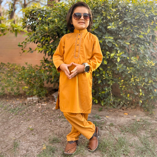 Kids Mustard Shalwar Kameez