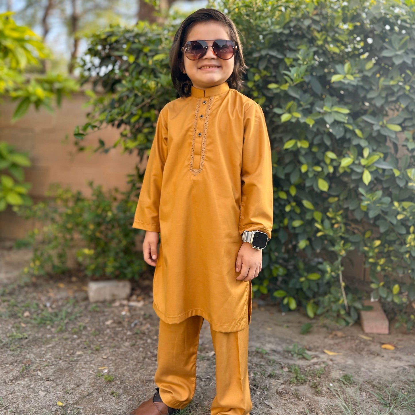 Kids Mustard Shalwar Kameez