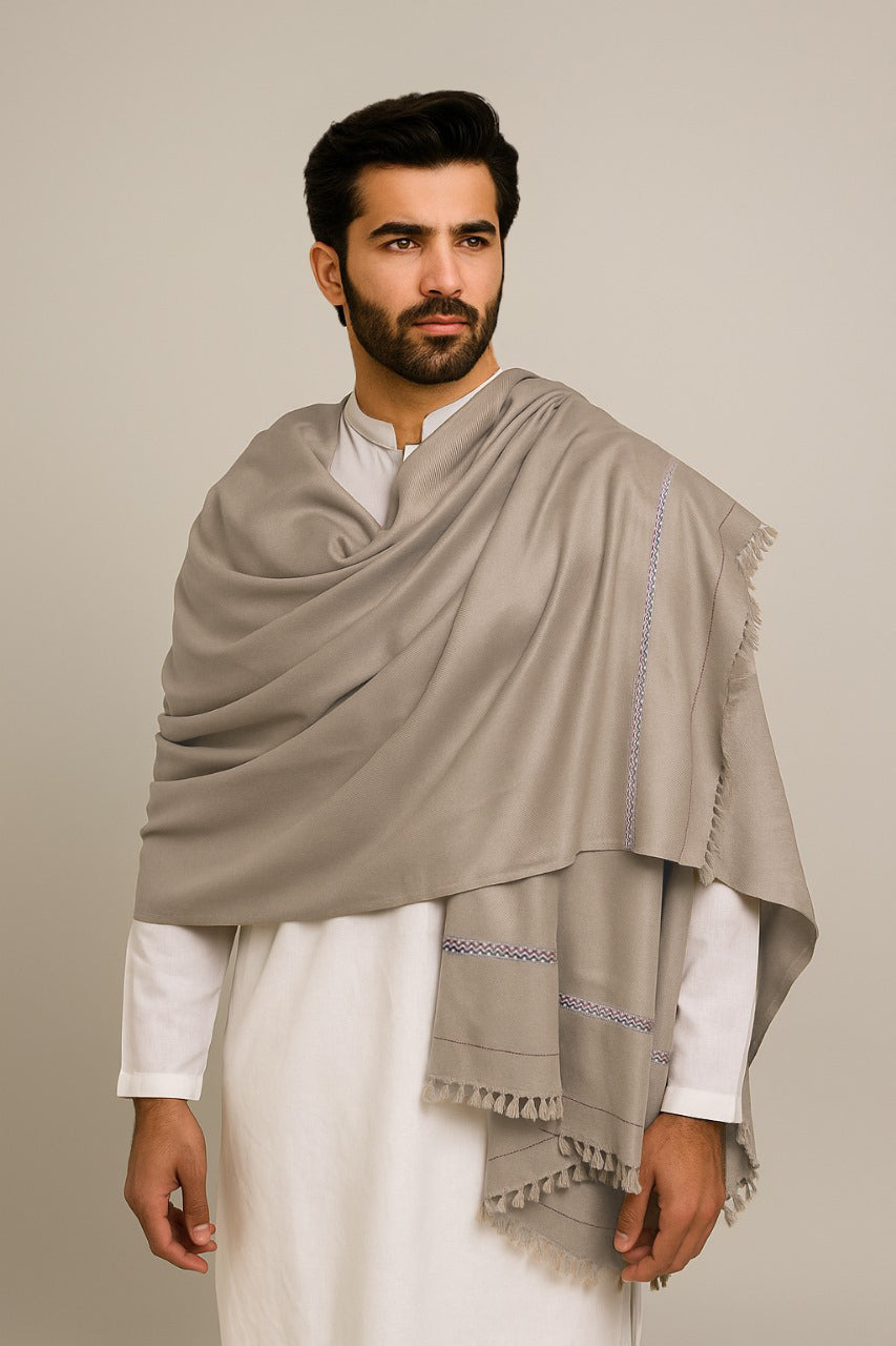 Mushroom Men’s Heavy Wool Shawl – Premium Winter Layer