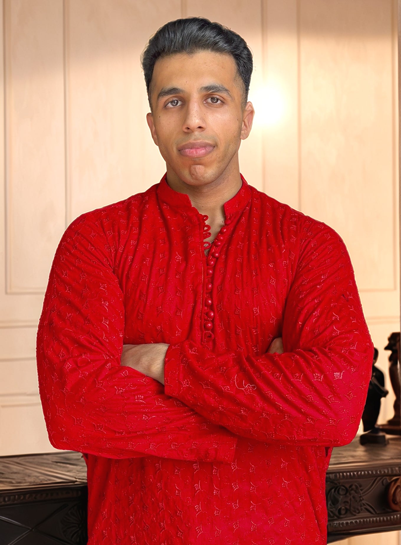 Orange Men’s Ethnic Chikankari Kurta | Stylish Festive Kurta