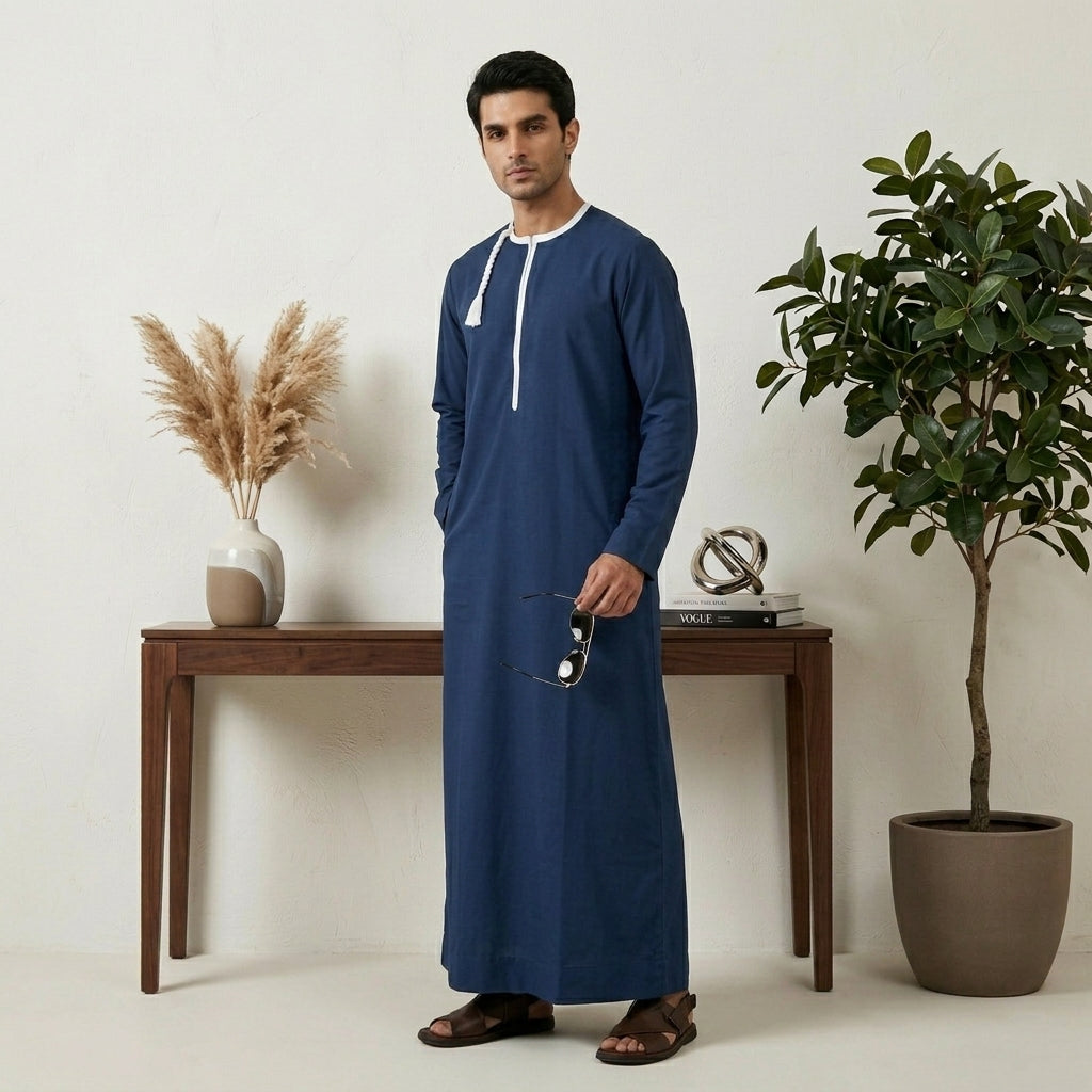 Royal Blue Men's Omani Thobe