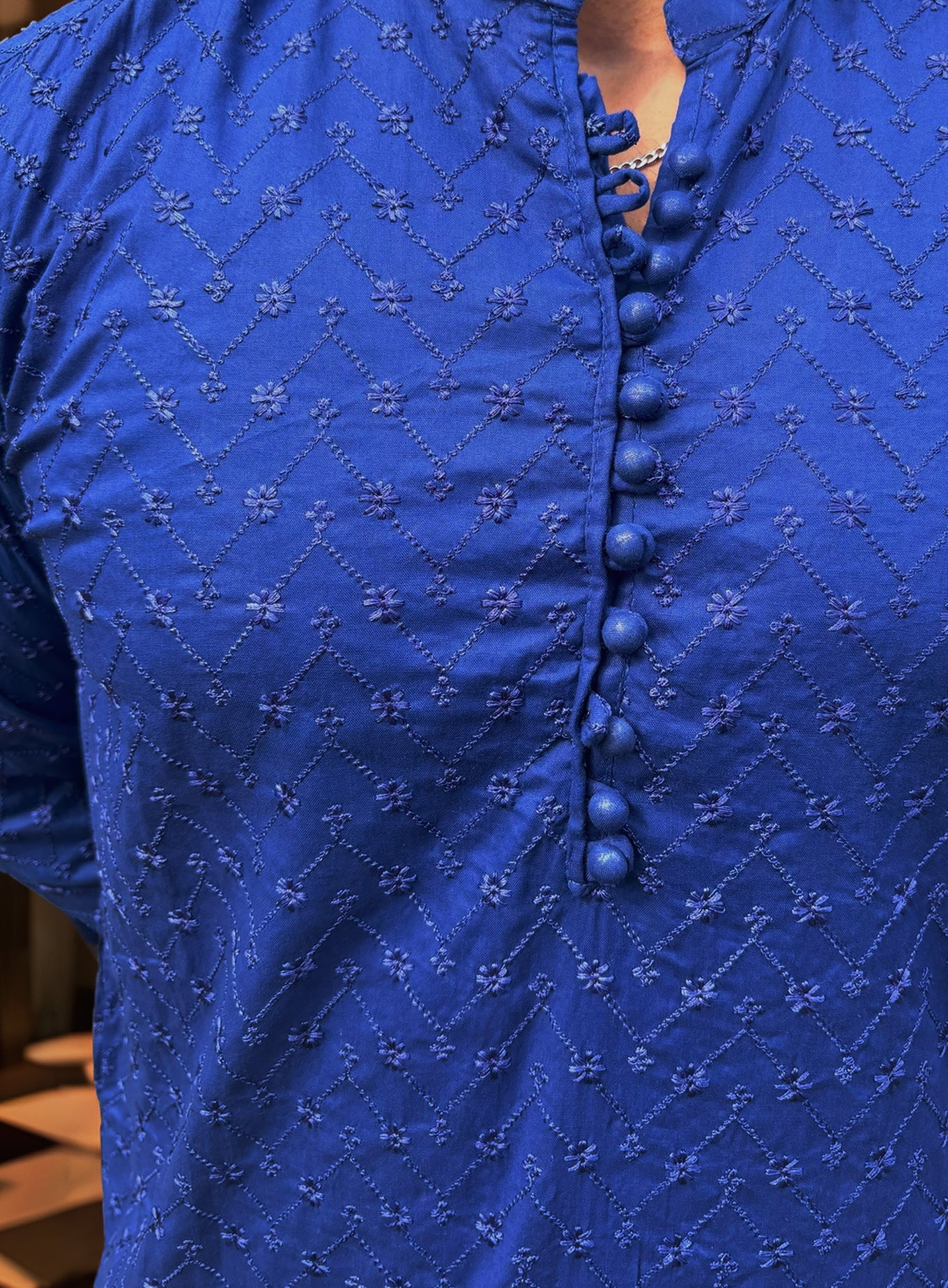 Royal Blue Pakistani Chikankari Kurta for Men | Elegant Ethnic Wear