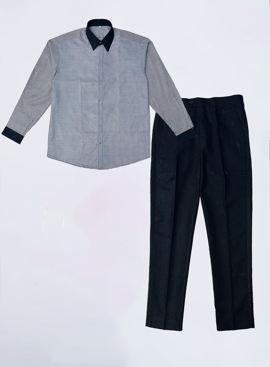 Formal Dress Set – Check Shirt & Black Pant (S to 2XL)