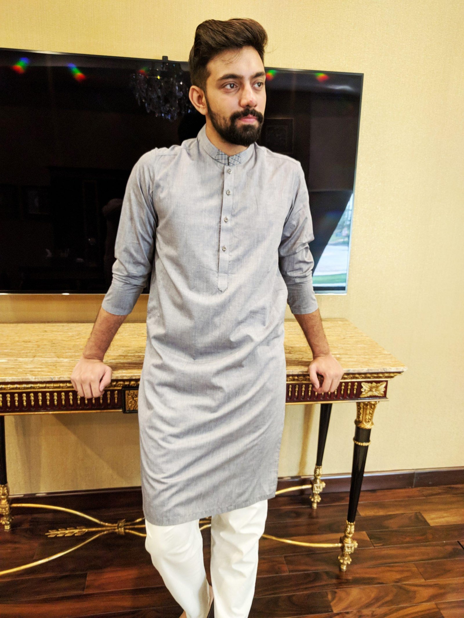 Gray color kurta pajama sale