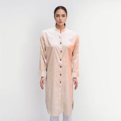 co-ord set peach color long kurtis