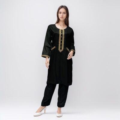 co-ord set black and gold kurti