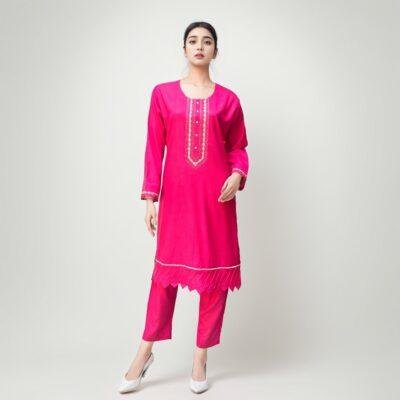 co-ord set bright pink kurti design 