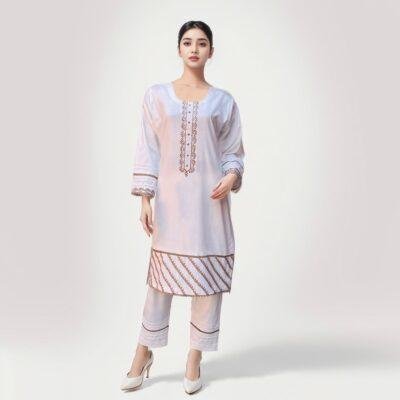 co-ord set white cotton kurti design