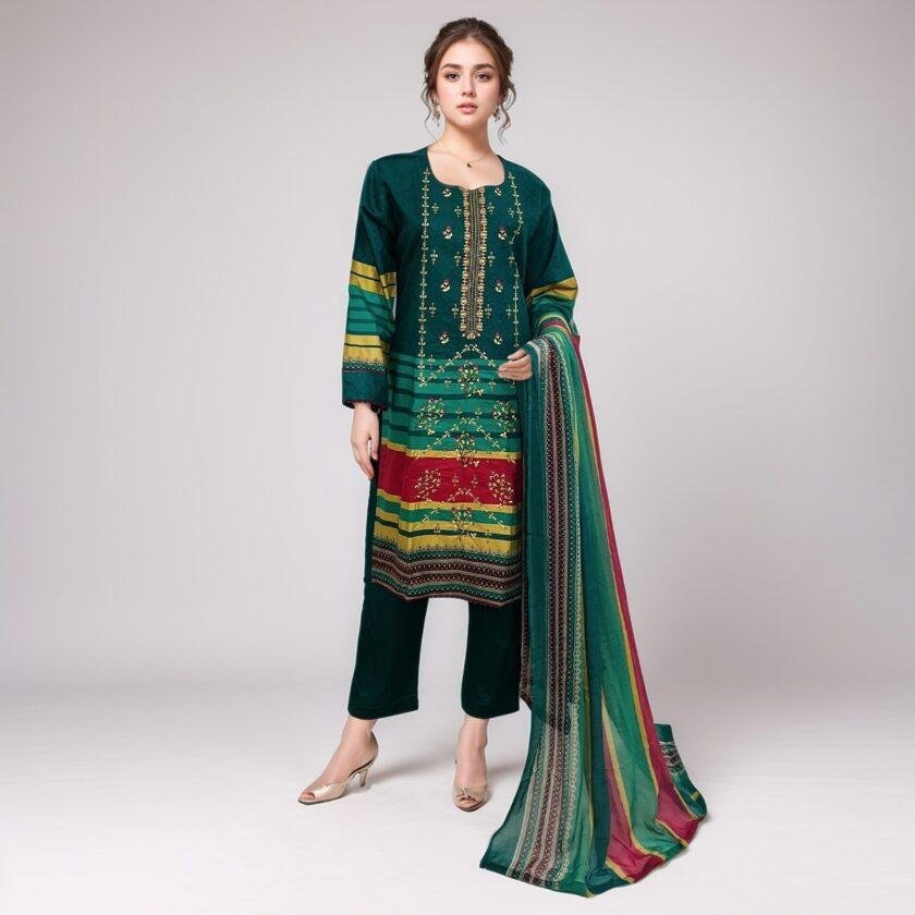 Aqua Green embroidered suits lawn