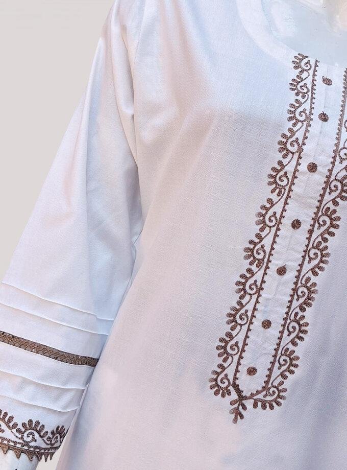 Crisp white colour kurti design